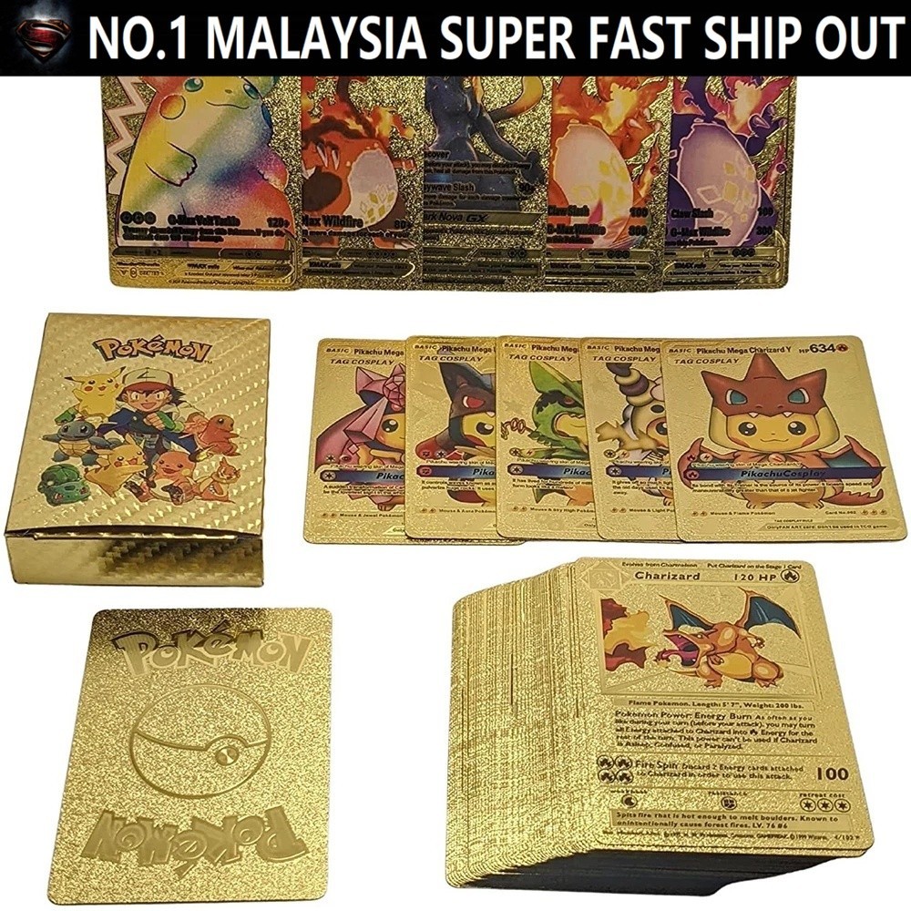 SP Original Pokemon Gold Card Box English Metalicas Charizard Vmax Gx ...
