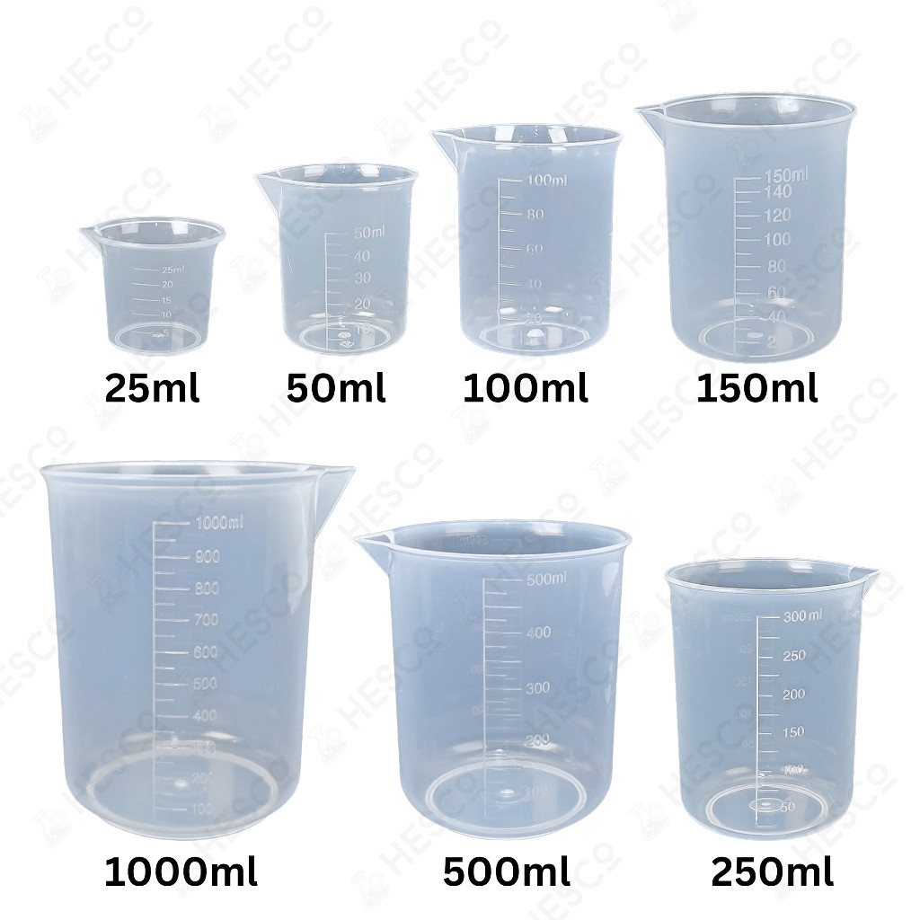 Plastic Beaker Plastik Bikar – 25mL/50mL/100mL/150mL/250mL/500mL/1000mL ...