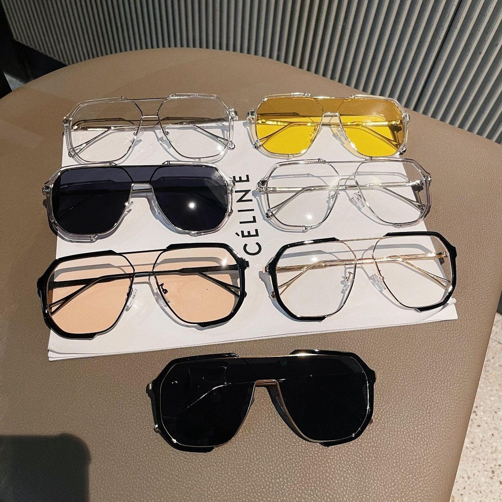 New Fashion Dual Beam Integrated Sunglasses Korean Edition Personalized Large Frame Decorative Flat Light Mirror Sunshade Sunglasses Trendy Item Shopee Malaysia