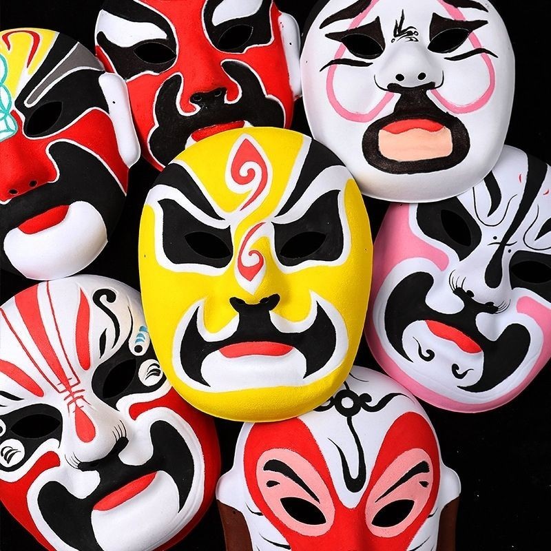 Peking Opera Mask diy Homemade Blank Hand-Painted Flocking Painting ...