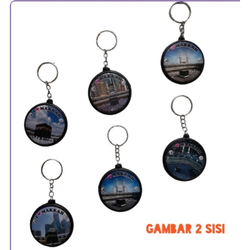 GANTUNGAN Contents Of 50 Keychains 2-sided Round Cans MAKKAH Medina KA ...