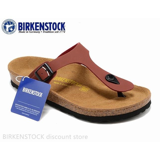 Birkenstock Gizeh men's/women's classic cork burgundy slippers 34-46 ...