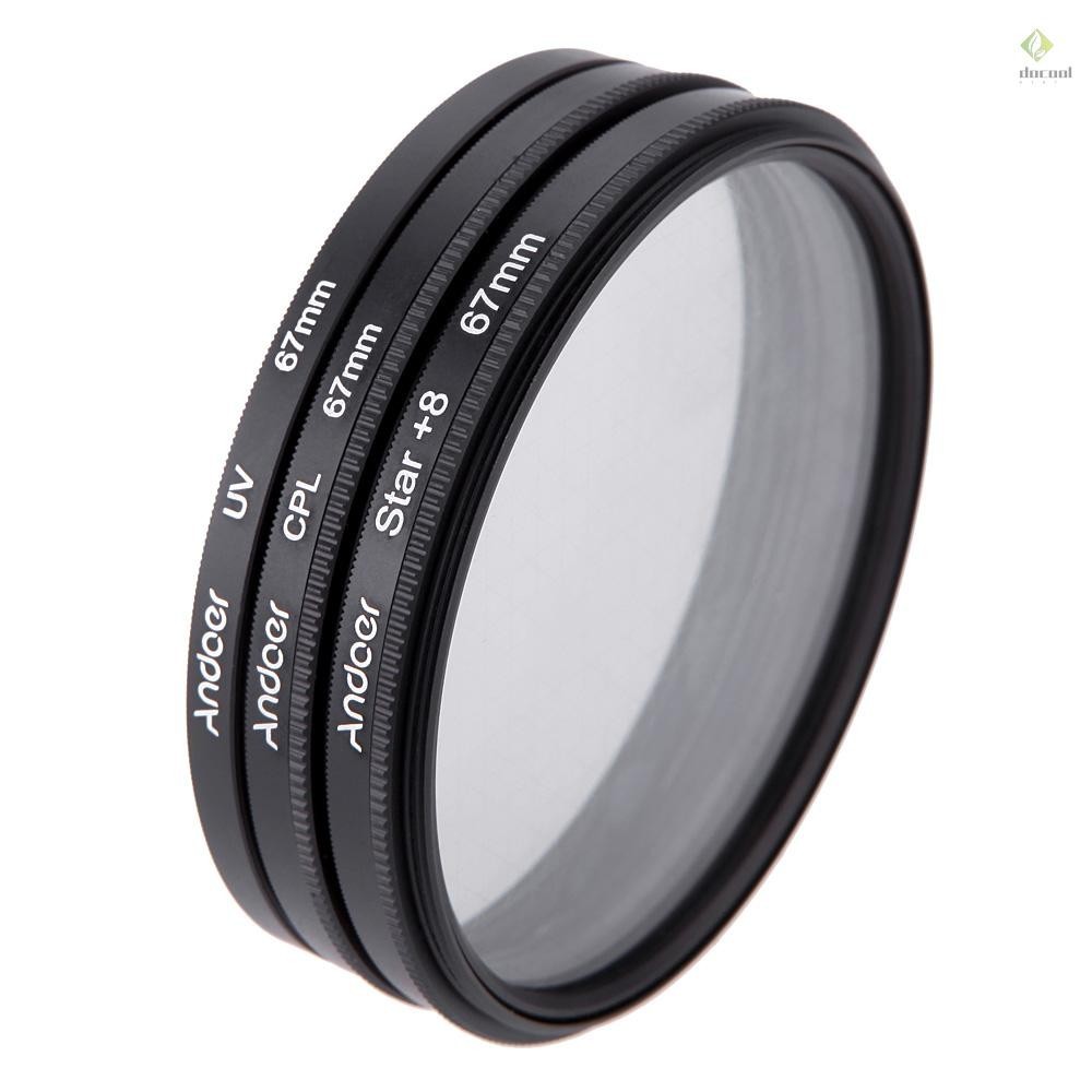 Andoer 67mm Filter Set UV + CPL + Star 8-Point Filter Kit with Case for ...