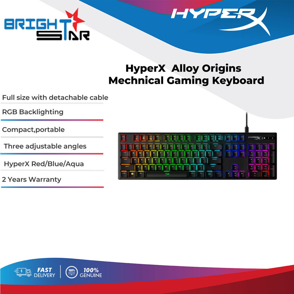 HyperX Alloy Origins Mechanical Gaming Keyboard -Aqua/Red/Blue | Shopee ...