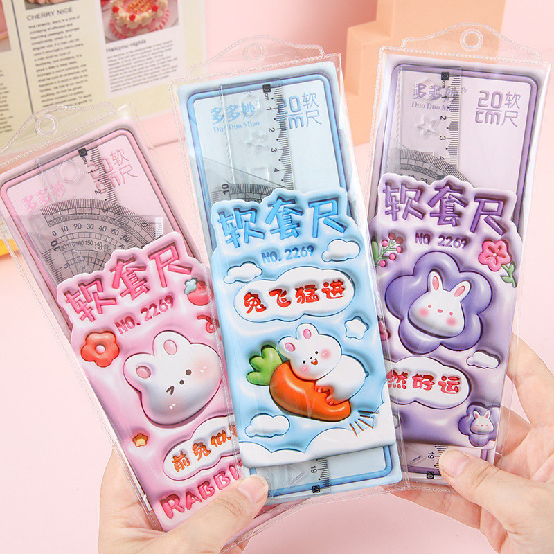 Dumb and Cute Expansion Wind Soft Ruler Set, Straight Ruler, Angle ...