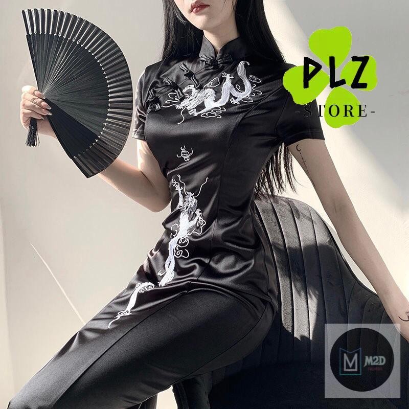 Dark Series Dragon Embroidery Modified Cheongsam Dark Series Retro ...