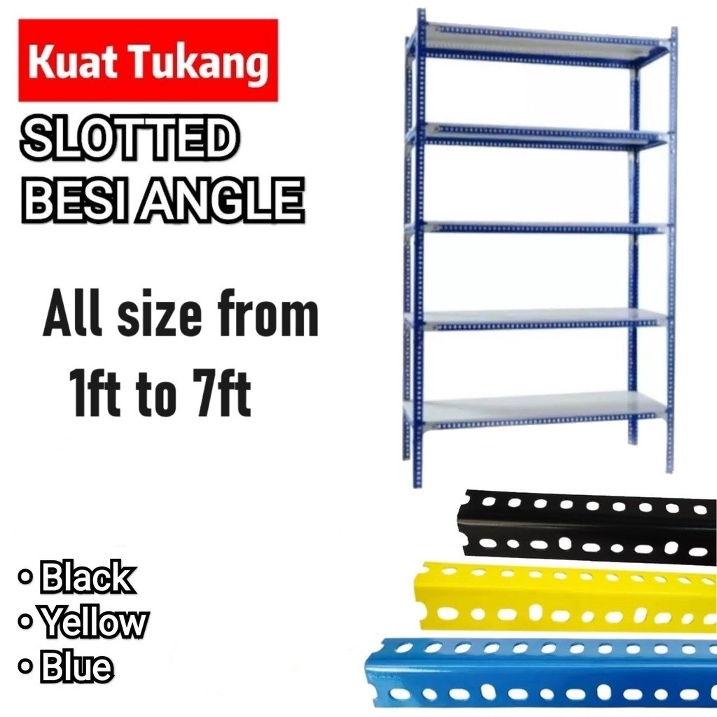 Slotted Angle Bar 1ft -7ft / Besi Rak Lubang / Rack / Shelf / Shelves ...