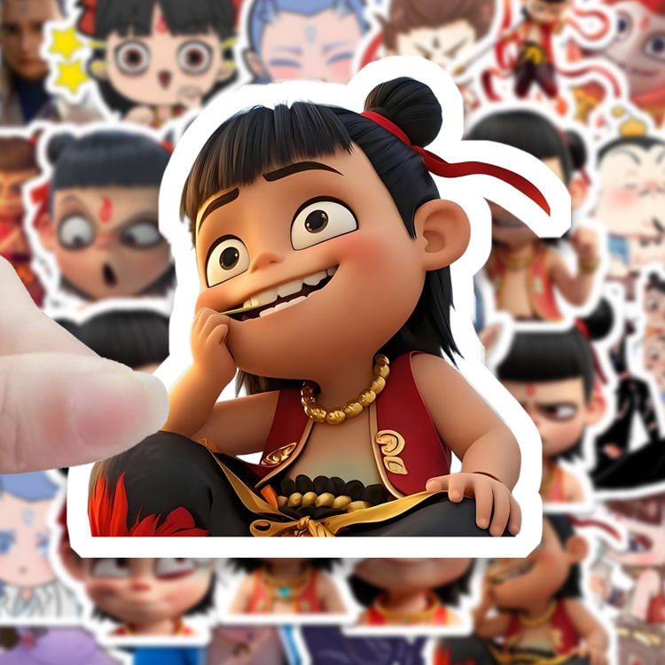哪吒敖丙可爱卡通贴纸哪吒魔童降世周边手帐无痕防水贴画200张diyNezha Aobing Cute Cartoon Stickers ...