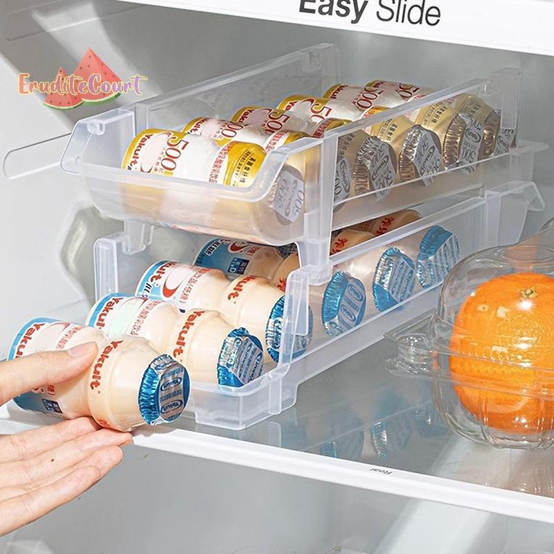 [ECM] 1PC Refrigerator Double Layer Beverage Storage Box Rolling ...