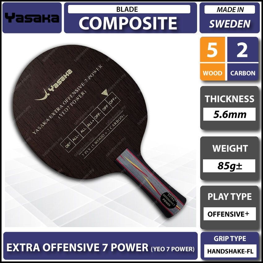 Yasaka Extra Offensive 7 Power Carbon Composite Table Tennis Blade ...