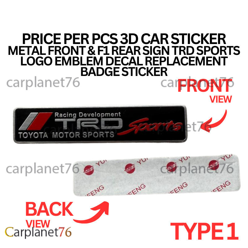 PRICE PER PCS 3D CAR STICKER METAL FRONT & F1 REAR SIGN TRD SPORTS LOGO ...