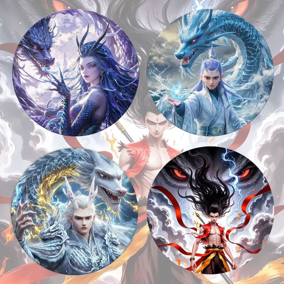 卡通杂货甩卖哪吒之魔童闹58亮膜徽章哪吒敖丙敖闰敖光动漫周边马口铁胸针吧唧Nezha's Demon Boy Roars 58 Bright ...