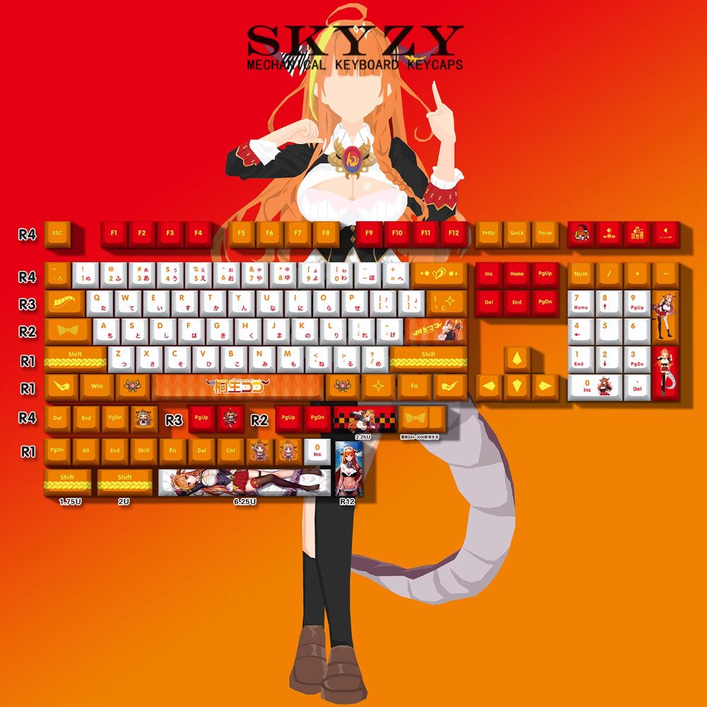 Kiryu Coco Keycaps Cherry Profile VTuber Hololive PBT Dye Sub Keycap ...