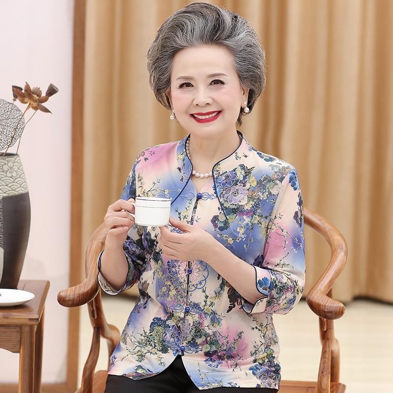 Middle-aged Elderly Women's Two-Piece Suit Mother Spring Tops Old Lady ...