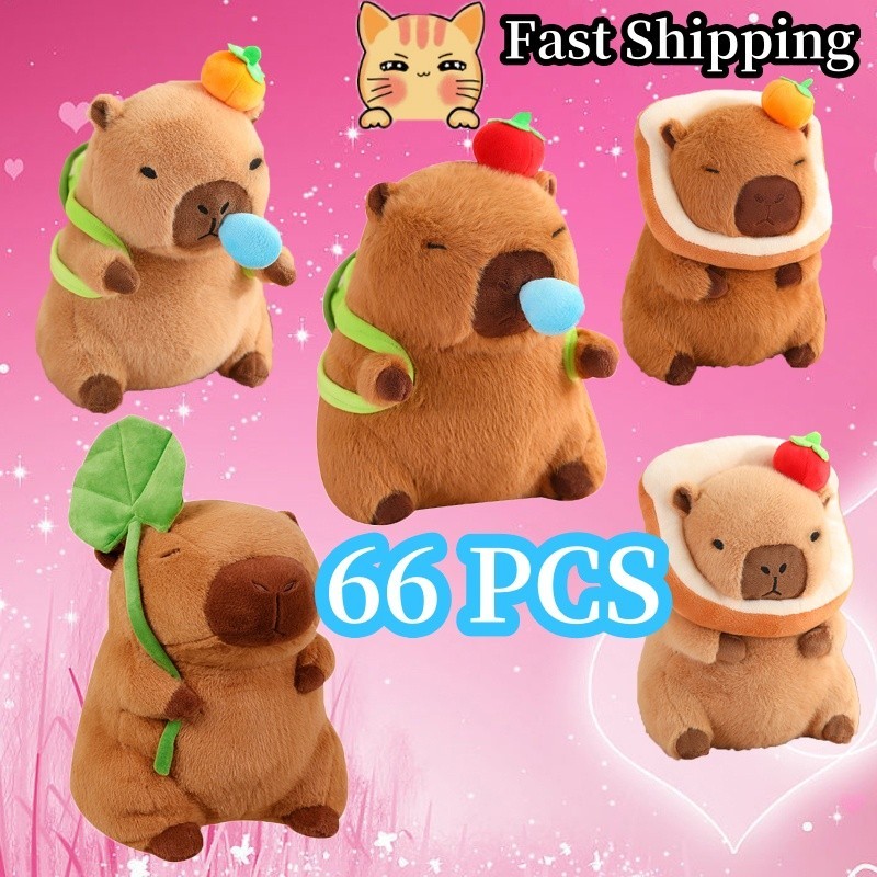 BCT NEW Capybara Plush Toy 卡皮巴拉玩偶 水豚玩偶 Bread Capybara Cute Lotus Leaf ...