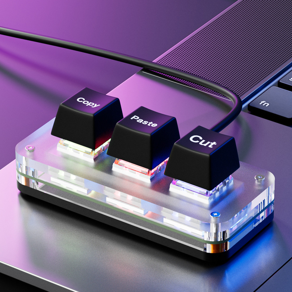 keepdreaming RGB Mini Cut Copy Paste Keyboard 3-Key Ctrl X C V Shortcut ...