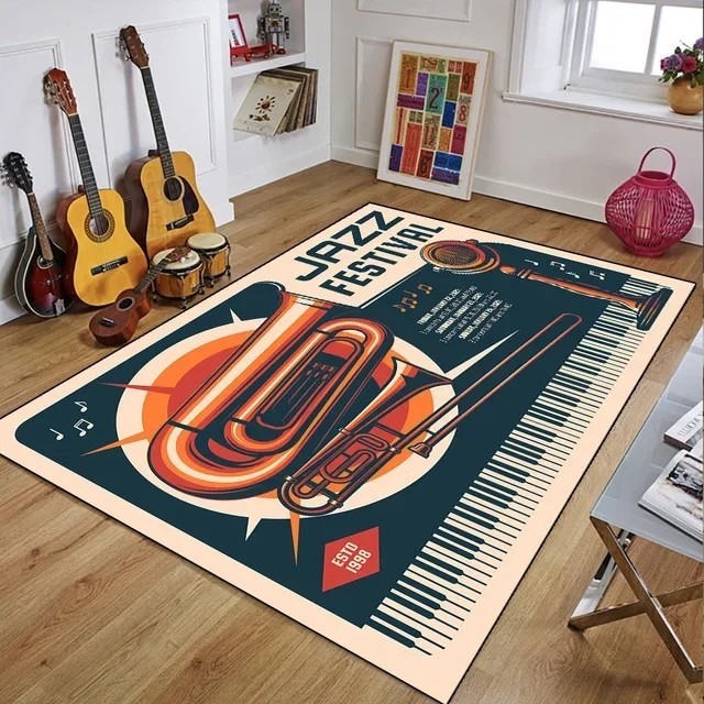 No Music No Life Rug | Quotes Bath Mat | Bathroom Mat | CD outlets | Vintage vinyl | Retro style | Bedroom carpet | Bedroom rugs | Designer