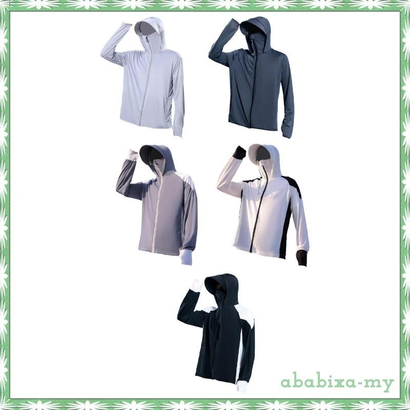 [AbabixaMY] Men's Hooded Sun Protection Shirt Cooling Shirt Soft Zipper ...