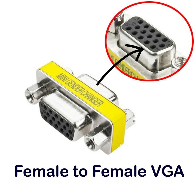 VGA to VGA Female to Female VGA 15 Pin Gender Changer Convertor Adapter ...