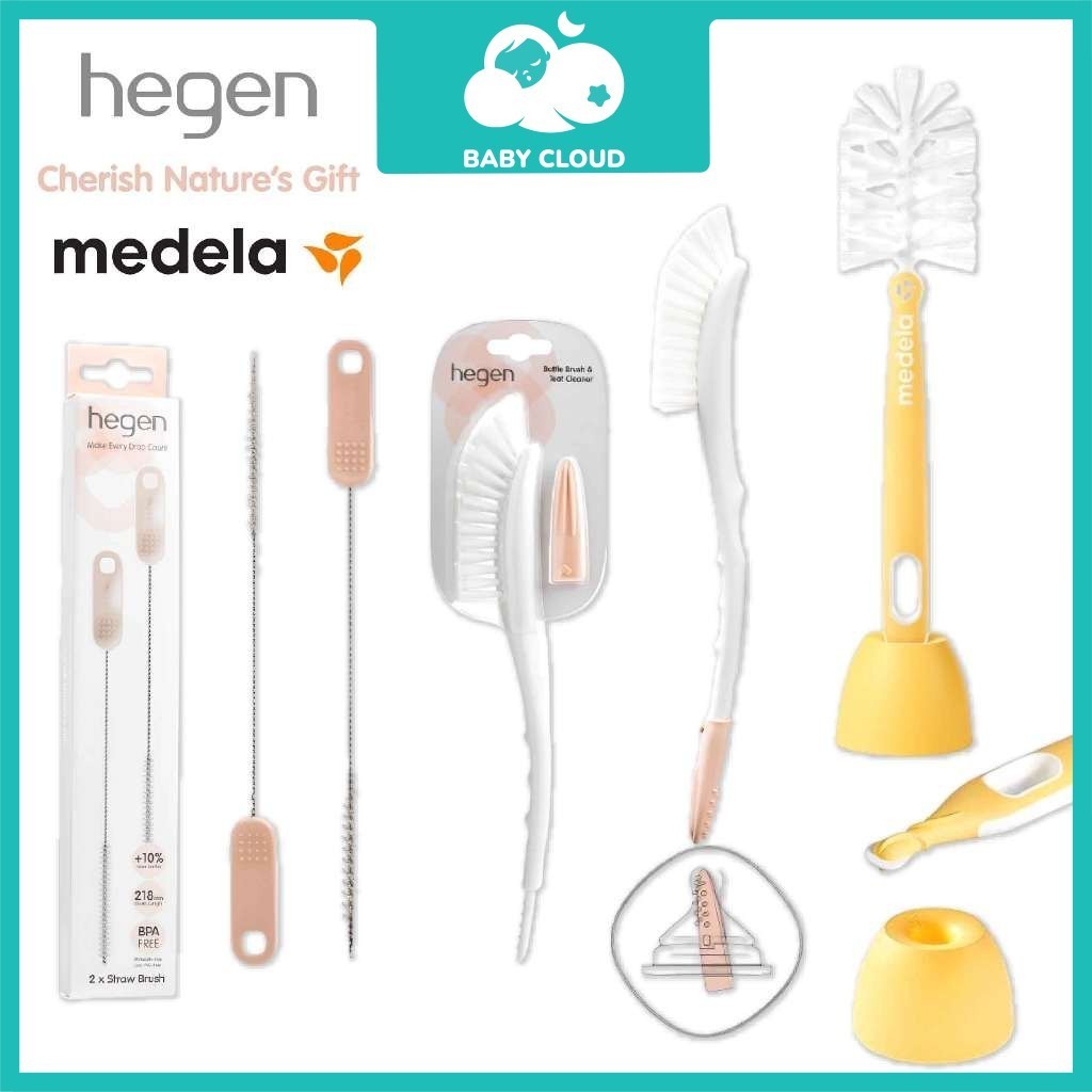 Hegen Medela Bottle Brush &Teat Cleaner Straw Brush (2 Pack