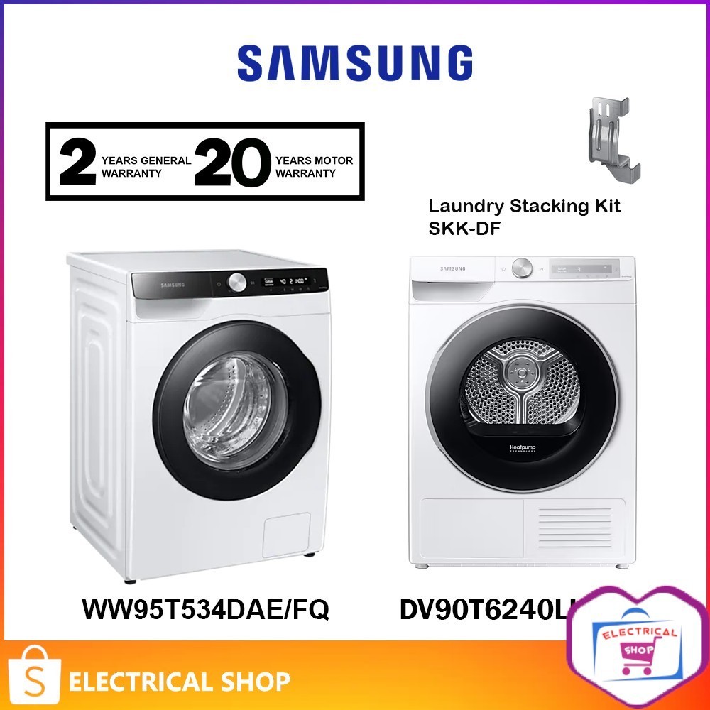 Samsung 9.5KG Front Load Washer WW95T534DAE/FQ / 9KG Heat Pump Dryer