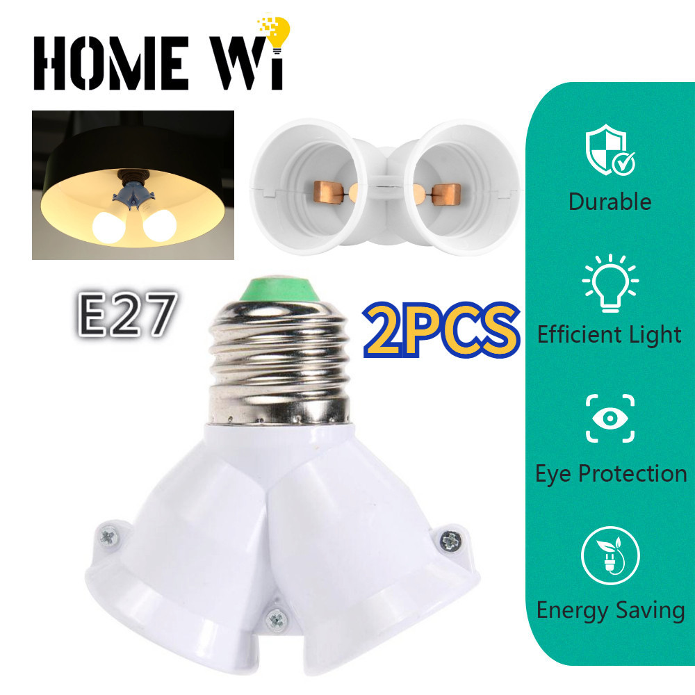 2PCS Screw E27 LED Bulb Base Adapter Double Head Light Lamp Socket E27 ...