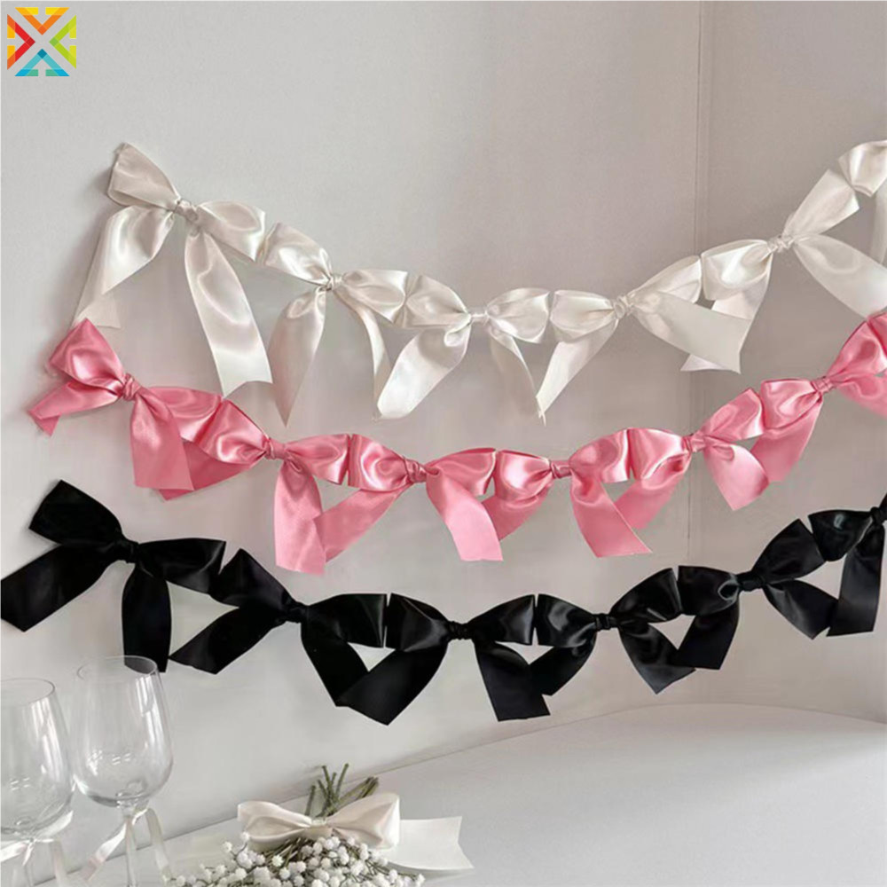 Elegant Bowknot Ribbon Bow Wall Hanging Flags Soft Lightweight ...