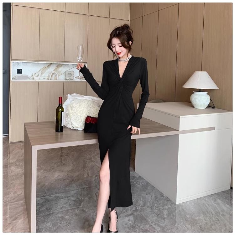 black dress plus size casual dress women muslimah retro long dress korean  style summer dress woman formal dress office elegant dress dinner party  Dresses | Shopee Malaysia