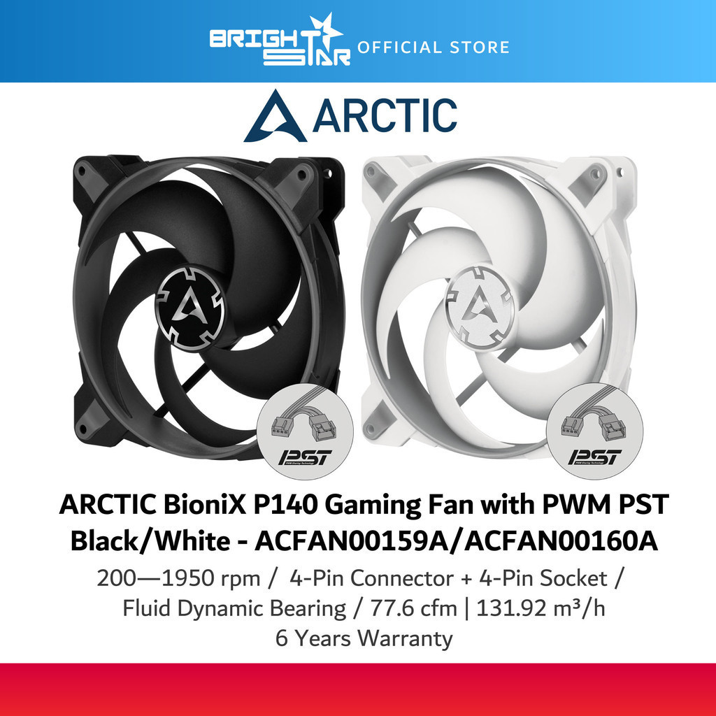 ARCTIC BioniX P140 Gaming Case Fan with PWM PST - Black/White ...