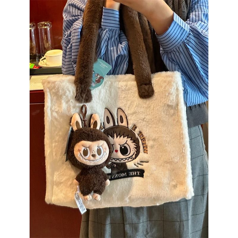 Cute Labubu Plush Tote Bag PopMart The Monsters Anime Embroidered ...