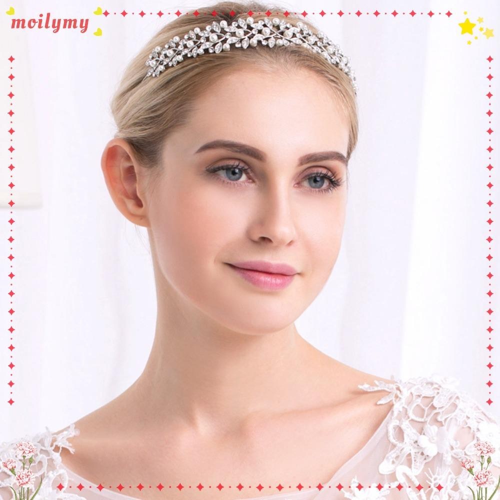 MOILYMY Rhinestone Hair Crown, Silver Headpiece Crystal Bridal Crowns ...