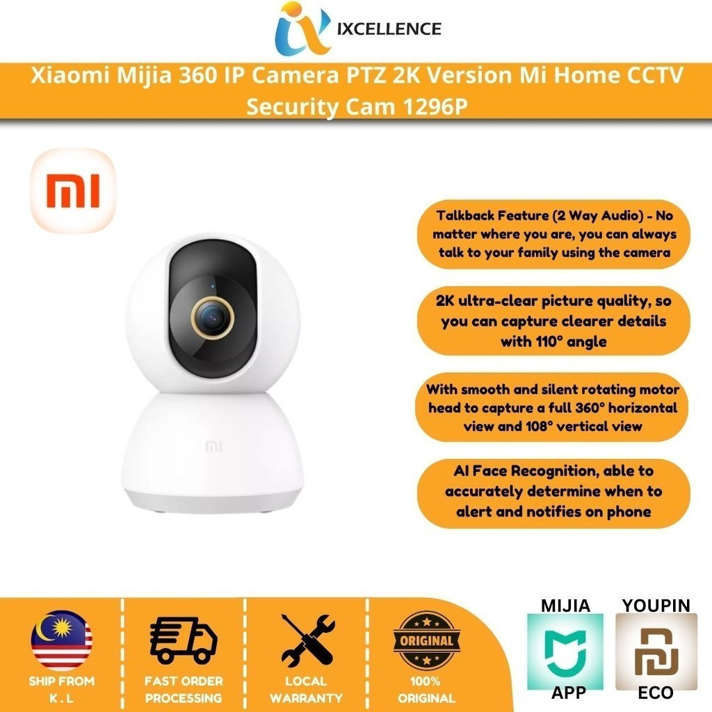 [IX] Xiaomi Mijia 360° IP Camera PTZ 2K 3MP Version F1.4 Security 1296P ...