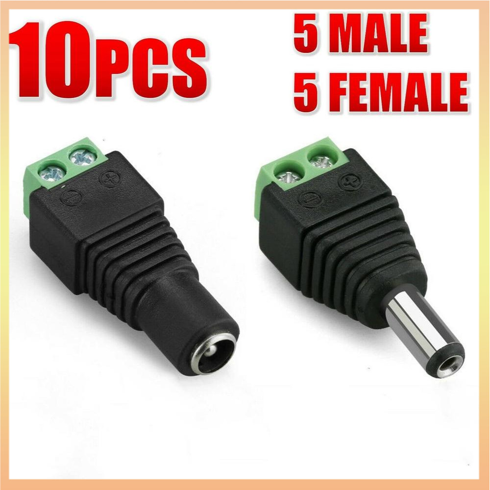QitinDasen 6 Paar DC-stroomconnector – 5,5 X 2,1 Mm, Schroefloos Kliksysteem, Geschikt Voor CCTV En LED-strips