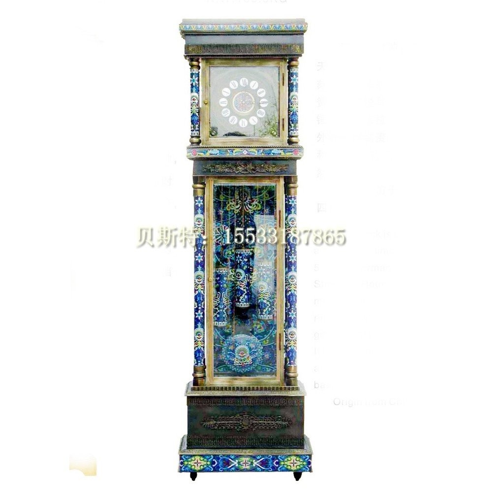 Vertical Cloisonne Enamel Mechanical Floor Clock|Antique Mechanical ...
