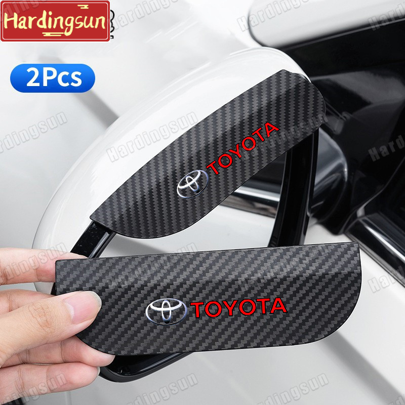 2Pcs Toyota Car Rear View Mirror Rain Guard Carbon Fiber Rear View ...