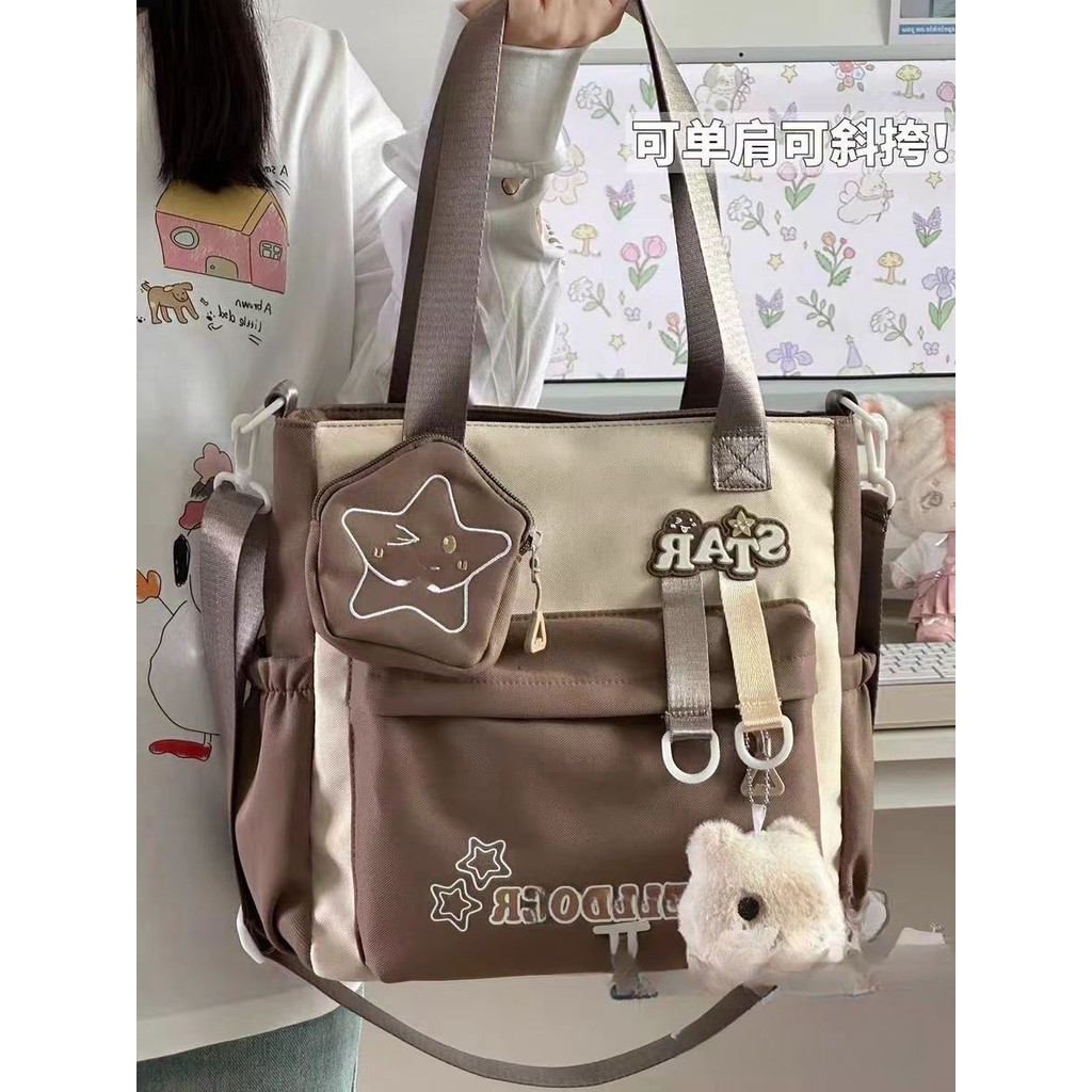 COOLOME Canvas Tote Bag For Women - Messenger Crossbody Bag, Travel Beach Shoulder Bag, Cute Handbag With Inner Pockets