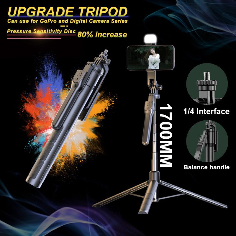 Y21 1700mm Wireless Selfie Stick Tripod Stand Foldable Monopod for ...