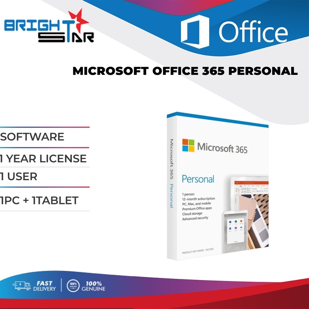 SOFTWARE / MICROSOFT OFFICE 365 PERSONAL / 1 YEAR LICENSE / 1 USER ...