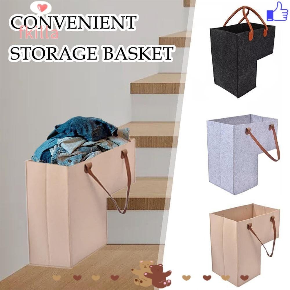 FKILLA1 Storage Basket, Elegant Felt Stair Organizer Stair Basket with ...