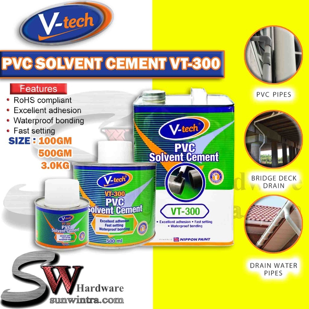 V-TECH PVC SOLVENT 100GM/500GM/3KG VT-300 GUM PAIP PVC #VT300 | Shopee ...