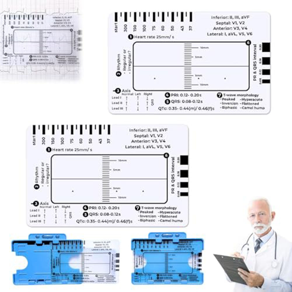 1/2Pcs ECG 7 Step Ruler ECG Ruler ECG Reference Guide for ECG/EKG ...