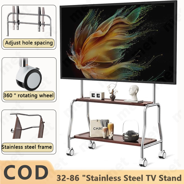 32-86 Inch Stainless Steel TV Stand for LCD Adjustable Wood Art TV ...