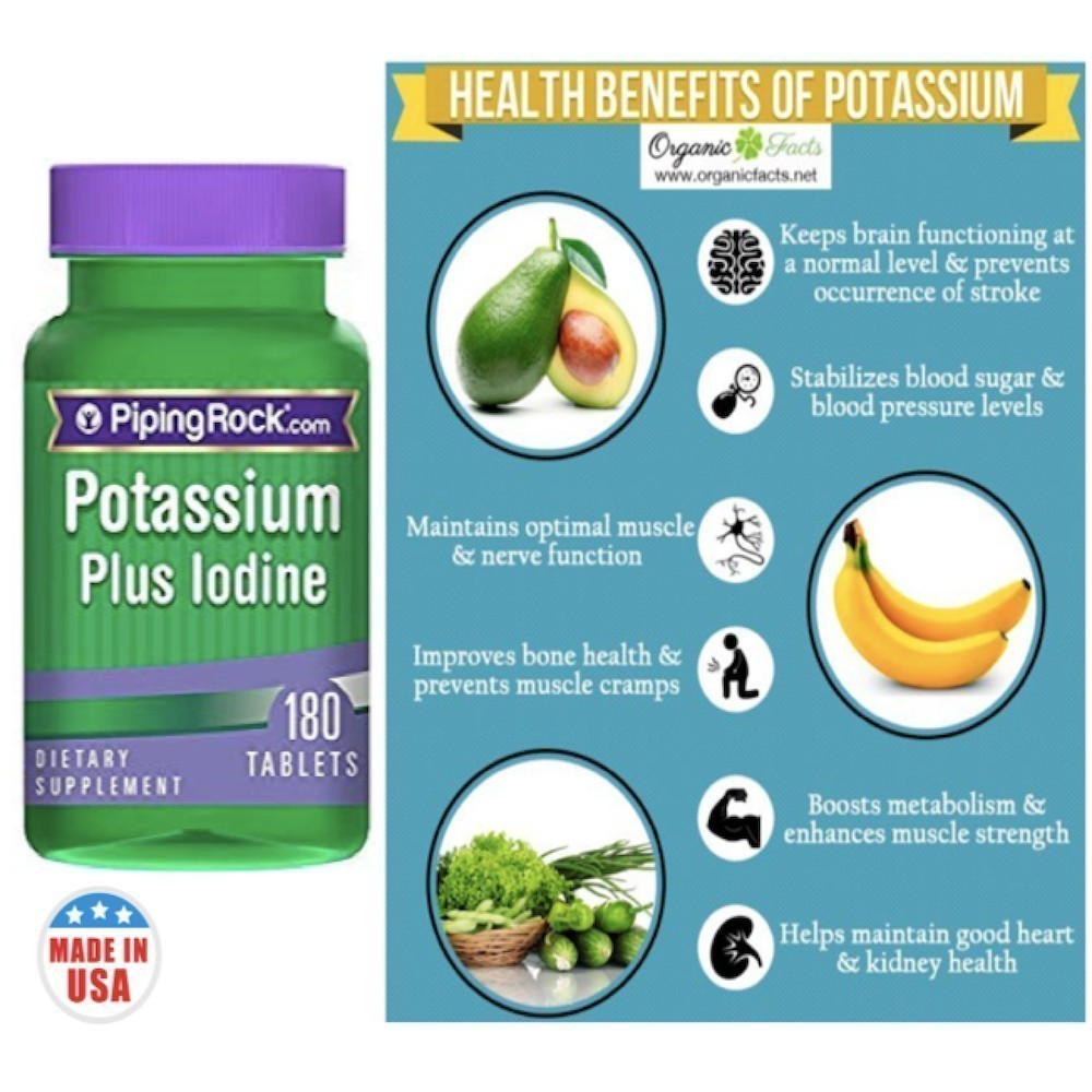 Ready Stocks, Potassium Plus Iodine, 180 Tablets, Regulate Healthy