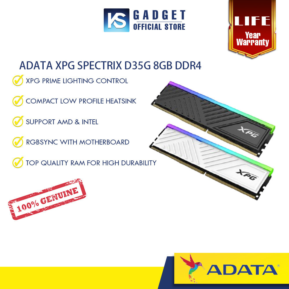 ADATA XPG SPECTRIX D35G 8GB DDR4 3200MHZ / 16GB ( 8*2) 3600MHZ DDR4 RGB ...