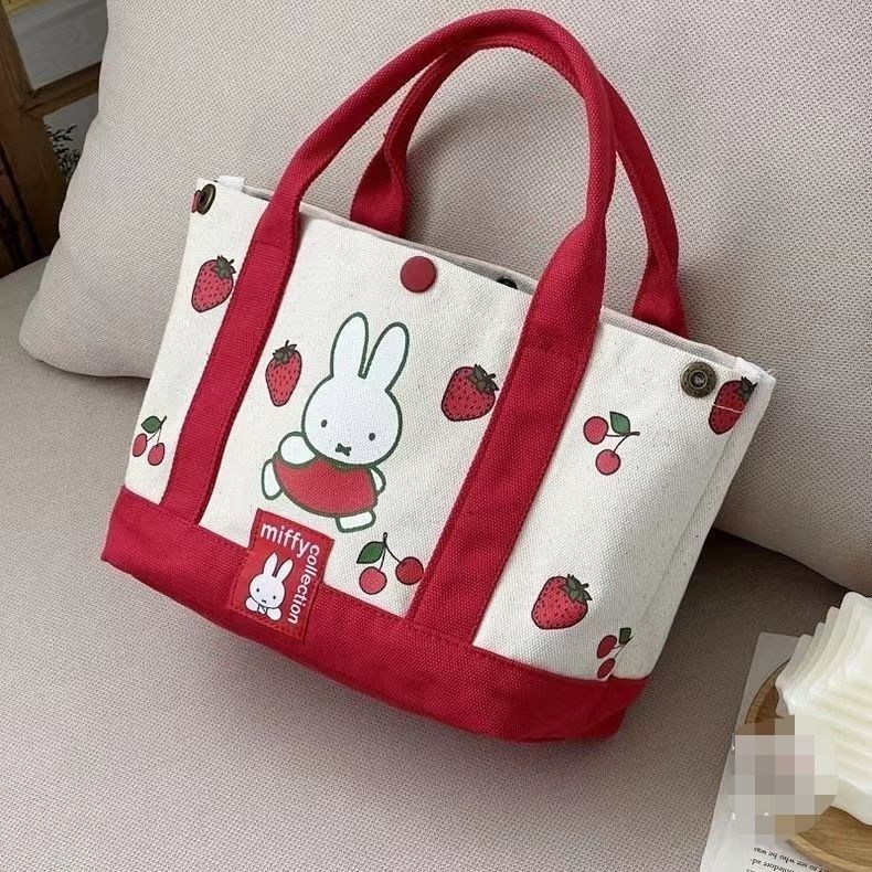 Canvas Bag Miffy Rabbit Strawberry Print Handbag Cute Mommy Hand-Carry ...