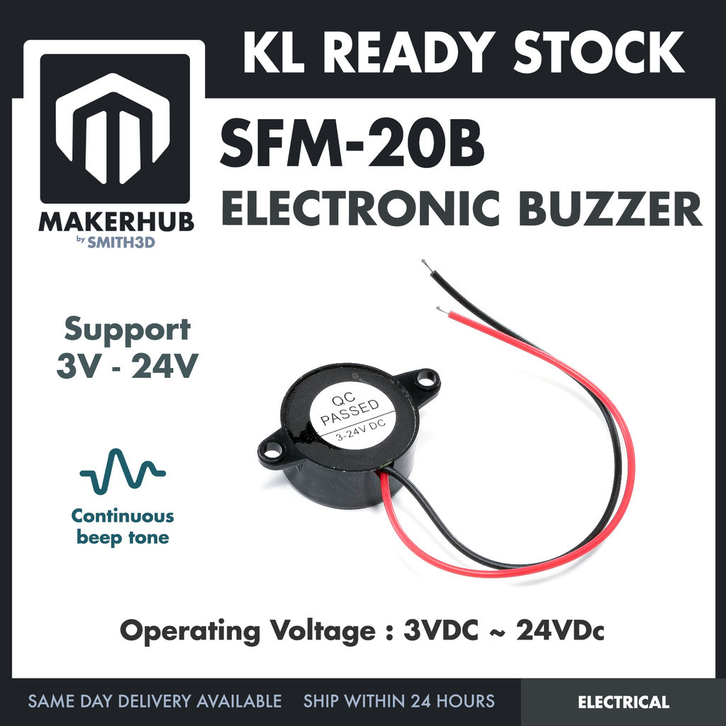 SFM-20B Active Buzzer DC 3-24V Piezoelectric Long Continous Beep ...