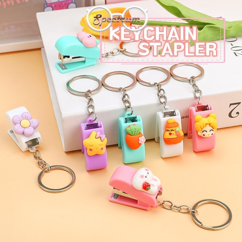 Portable Cartoon Mini Keychain Stapler Book Paper Binder Machines ...