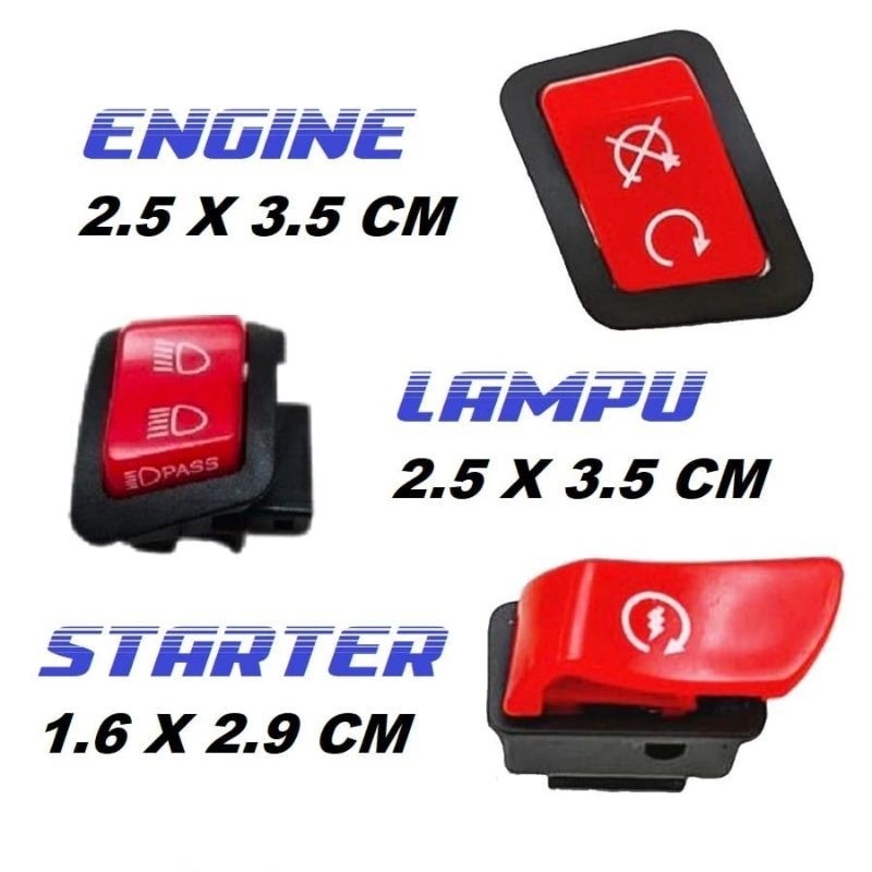 MESIN MERAH TOMBOL Starter And IDLING STOP Button SWITCH VIETNAM Red ...