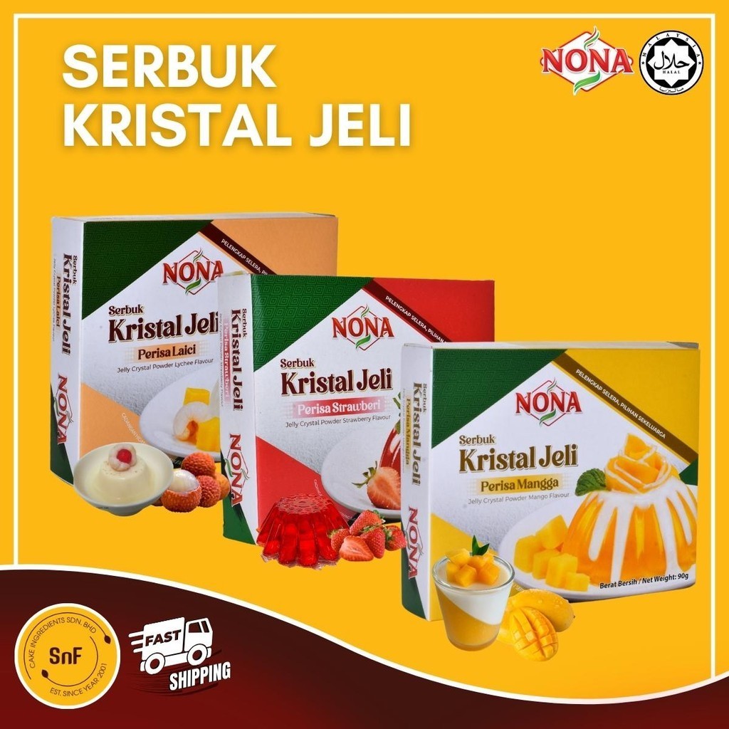 Serbuk Kristal Jeli Nona 90g Jelly Powder Strawberi Mangga Laici Halal ...