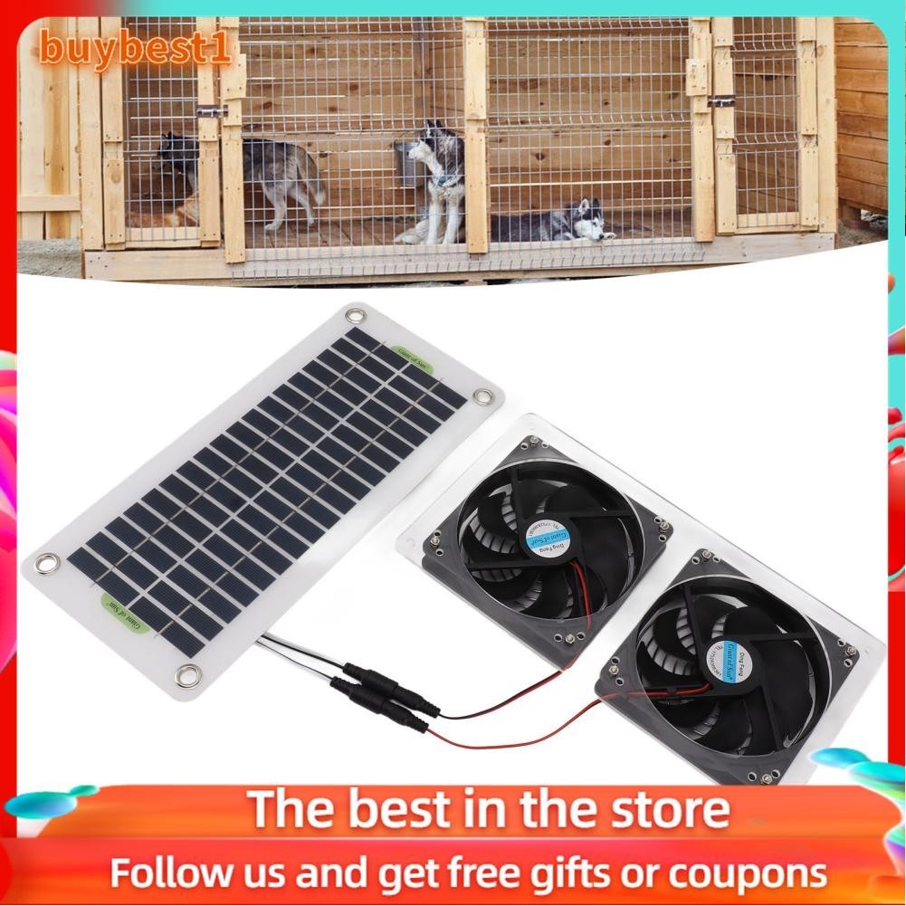 Buybest1 Solar Powered Panel 50W Dual Fan Kit Temperature Reduction ...